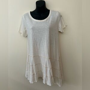 LOGO By Lori Goldstein Women's Top Sz Small Beach To Street Cotton White A500272